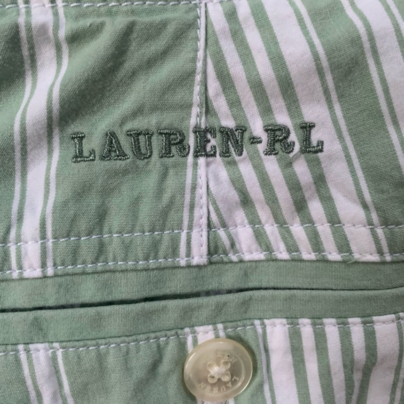 Lauren Ralph Lauren Womens 16 Green Stripe Drawstring Cropped Capri Pants - Picture 6 of 7